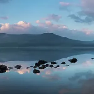 Schiehallion reflected in Loch Rannoch at dawn, Perthshire, Scotland (high version of file availble on request from NPL) May 2017 Schiehallion reflected in Loch Rannoch at dawn, Perthshire, Scotland (high version of file availble on request from NPL) May 2017