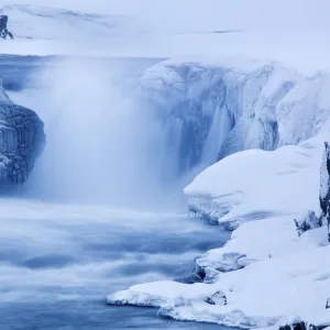 Selfoss in winter, Vatnajokull National Park, Northeast Iceland, March 2016