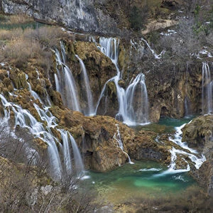 Series of waterfalls known as Sastavci that cascade between mountain lakes