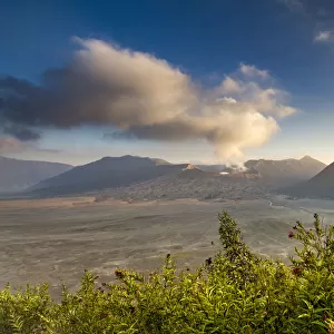 Smoke billowing from Mount Bromo volcano, Bromo Tengger Semeru National Park, Java