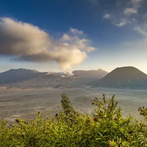 Smoke billowing from Mount Bromo volcano, Bromo Tengger Semeru National Park, Java Smoke billowing from Mount Bromo volcano, Bromo Tengger Semeru National Park, Java