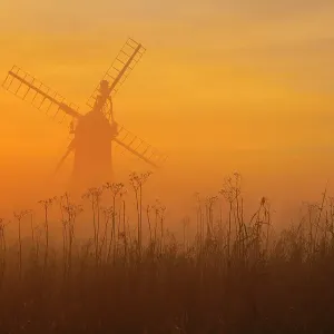St Benets Level Drainage Mill at sunset. Norfolk Broads, England, UK, February St Benets Level Drainage Mill at sunset. Norfolk Broads, England, UK, February