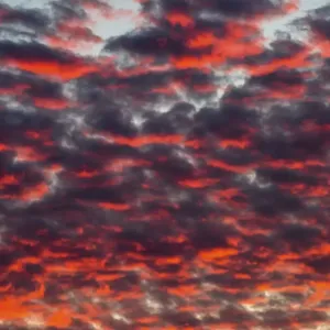 Print of a Sunset sky with red clouds over Monmouthshire, Wales Print of a Sunset sky with red clouds over Monmouthshire, Wales