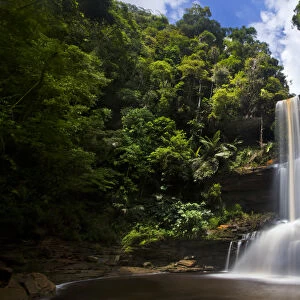 Takob-Akob Falls plunging 38 metres through the rainforest. Southern plateau edge