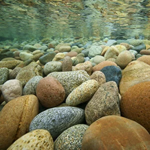 Underwater view of pebbles near the shore of Lake Baikal Lake Baikal UNESCO World Heritage Site