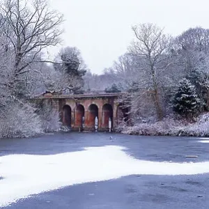 The Viaduct Bridge on an icy winter day, Hampstead Heath, London, England, UK The Viaduct Bridge on an icy winter day, Hampstead Heath, London, England, UK