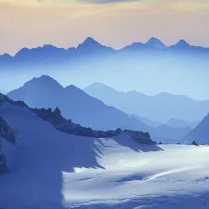 View of the Alps from the Aiguille du Midi, Mont Blanc, near Chamonix, Savoie, France