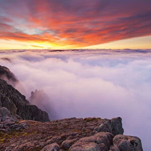 View from Braeriach at dawn with temperature inversion, Cairngorms National Park