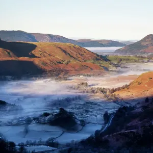 Helvellyn Range Print: Skiddaw Landscape with Valley Mist Helvellyn Range Print: Skiddaw Landscape with Valley Mist