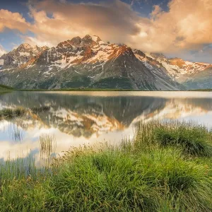 View of La Meije, with Lac du Pontet in the foreground, Ecrins National Park, Savoie