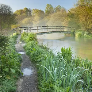 View of the River Itchen at dawn, Ovington, Hampshire, England, UK, May 2012