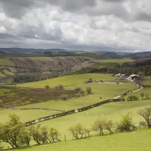 View of upland agricultural landscape in the Cambrian Mountains, part of the Pumlumon View of upland agricultural landscape in the Cambrian Mountains, part of the Pumlumon
