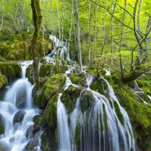 Water cascading down Toberia falls, Andoin, Sierra Entzia Natural Park, Alava, Basque Country Water cascading down Toberia falls, Andoin, Sierra Entzia Natural Park, Alava, Basque Country