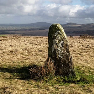 Waun Mawn built c. 3400-3200 BC, featuring one of 4 remaining Neolithic standing stones belonging to the lost stone circle which was moved and reassembled at Stonehenge, Preseli Hills, Pembrokeshire, Wales, UK