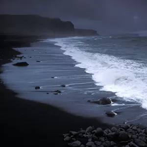 Waves on black sand beach of Vik, Southern Iceland 2005