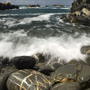 Waves breaking on rocky shore, Natural Park of South West Alentejano and Costa Vicentina Waves breaking on rocky shore, Natural Park of South West Alentejano and Costa Vicentina