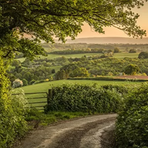 Welsh countryside landscape and country lane, Monmouthshire, Wales UK, May 2020