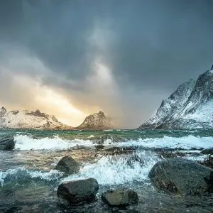 Winter Storm Print, Lofoten Island Winter Storm Print, Lofoten Island