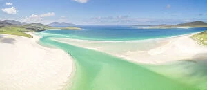 Images Dated 13th March 2019: Aerial image of Luskentyre Beach on the Isle of Harris, Scotland, UK, August