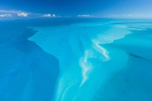Archipelago Gallery: Aerial image showing sandbanks in the Bahamas archipelago, Caribbean, February 2012