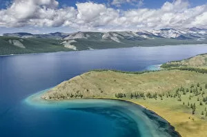2020 October Highlights Collection: Aerial shot, Lake Khovsgol, Mongolia, August 2005