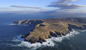 Aerial view of Binrawros Point and lighthouse, Aran Island, County Donegal, Republic of Ireland Aerial view of Binrawros Point and lighthouse, Aran Island, County Donegal, Republic of Ireland