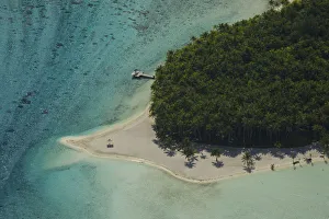 Aerial view of Bora Bora Island, Society Islands, French Polynesia. July 2006