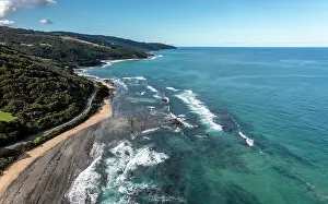 Indian Ocean Prints: Aerial view of the coastline and intertidal region