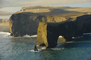 Arch Gallery: Aerial view of Dyrholaey and Reynisdrangar, near Vik, in South Iceland, April 2010
