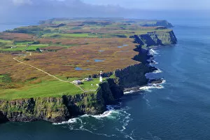 Wetlands Collection: Aerial view of the East Lighthouse, Rathlin Island, County Antrim, Northern Ireland