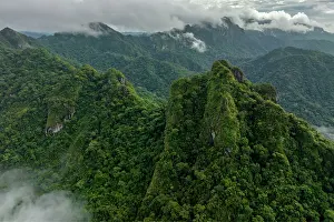 Fiji Prints: Aerial view of forest covered mountains and low cloud in Namosi Province on Fiji's largest island