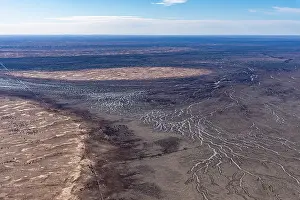 South Australia Prints: Aerial view of Gidgealpa flood plain, Gidgealpa, South Australia, Australia. July, 2022