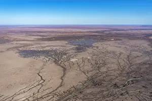 South Australia Prints: Aerial view of Gidgealpa flood plain, Gidgealpa, South Australia, Australia. July, 2022