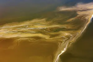 Minerals Prints: Aerial view of hypersaline soda lake
