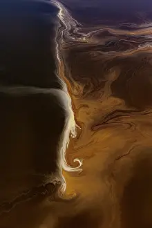 Natural Pattern Prints: Aerial view of hypersaline soda lake