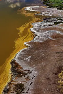 Natural Pattern Prints: Aerial view of hypersaline soda lake