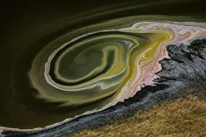 Natural Pattern Prints: Aerial view of hypersaline soda lake