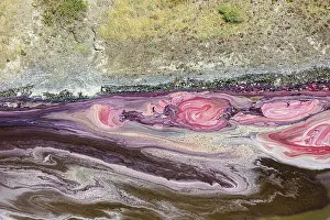 Natural Pattern Prints: Aerial view of hypersaline soda lake