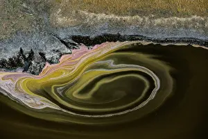 Natural Pattern Prints: Aerial view of hypersaline soda lake
