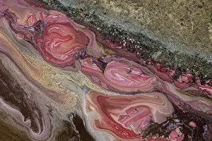 Natural Pattern Prints: Aerial view of hypersaline soda lake