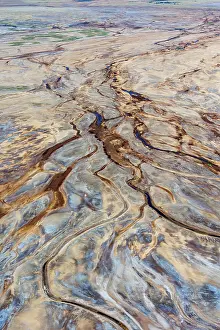Natural Pattern Prints: Aerial view of hypersaline soda lake