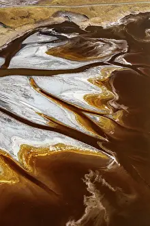 Natural Pattern Prints: Aerial view of hypersaline soda lake