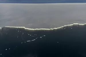 Images Dated 3rd September 2020: Aerial view of ice shelf in Franz Jozef Land, Arctic Russia. July 2019
