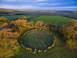 Exploring Britain Collection: Aerial view of Kings Men stone circle, part of Rollright Stones neolithic complex