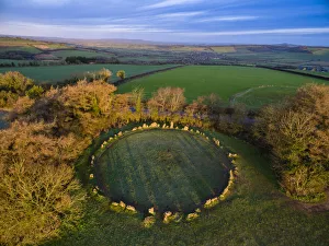 Exploring Britain Collection: Aerial view of Kings Men stone circle, part of Rollright Stones neolithic complex