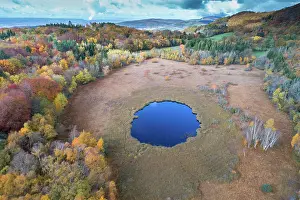 Aerial View Prints: Aerial view of lake in a bog, Sensitive Natural Space (Espace Naturel Sensible ENS)