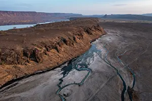 Drone Prints: Aerial view of Lake Magadi, Rift Valley, Kenya. September, 2023