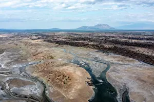 Drone Prints: Aerial view of Lake Magadi, Rift Valley, Kenya. September, 2023