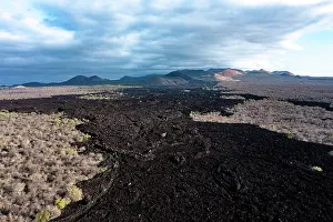 Volcano Prints: Aerial view of lava field from an old volcanic eruption