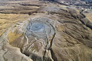 Aerial view of mud volcano, Azerbaijan